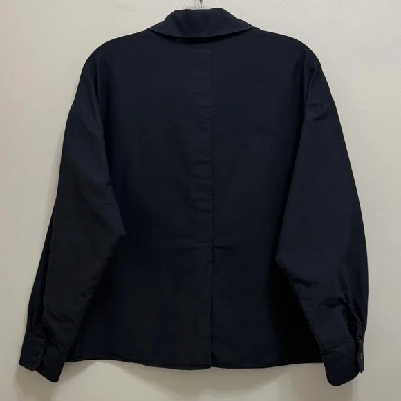 Djerf Avenue Breezy Shirt Organic Cotton Long Sleeve Button Down Black Size L - Picture 4 of 10
